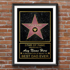 Star of Fame Best Dad Ever Personalized Poster PrintCustomly Gifts