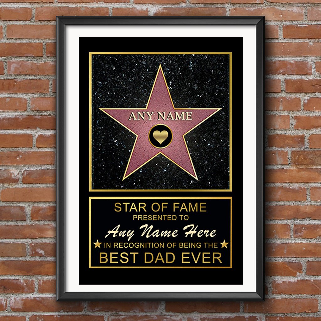 Star of Fame Best Dad Ever Personalized Poster PrintCustomly Gifts