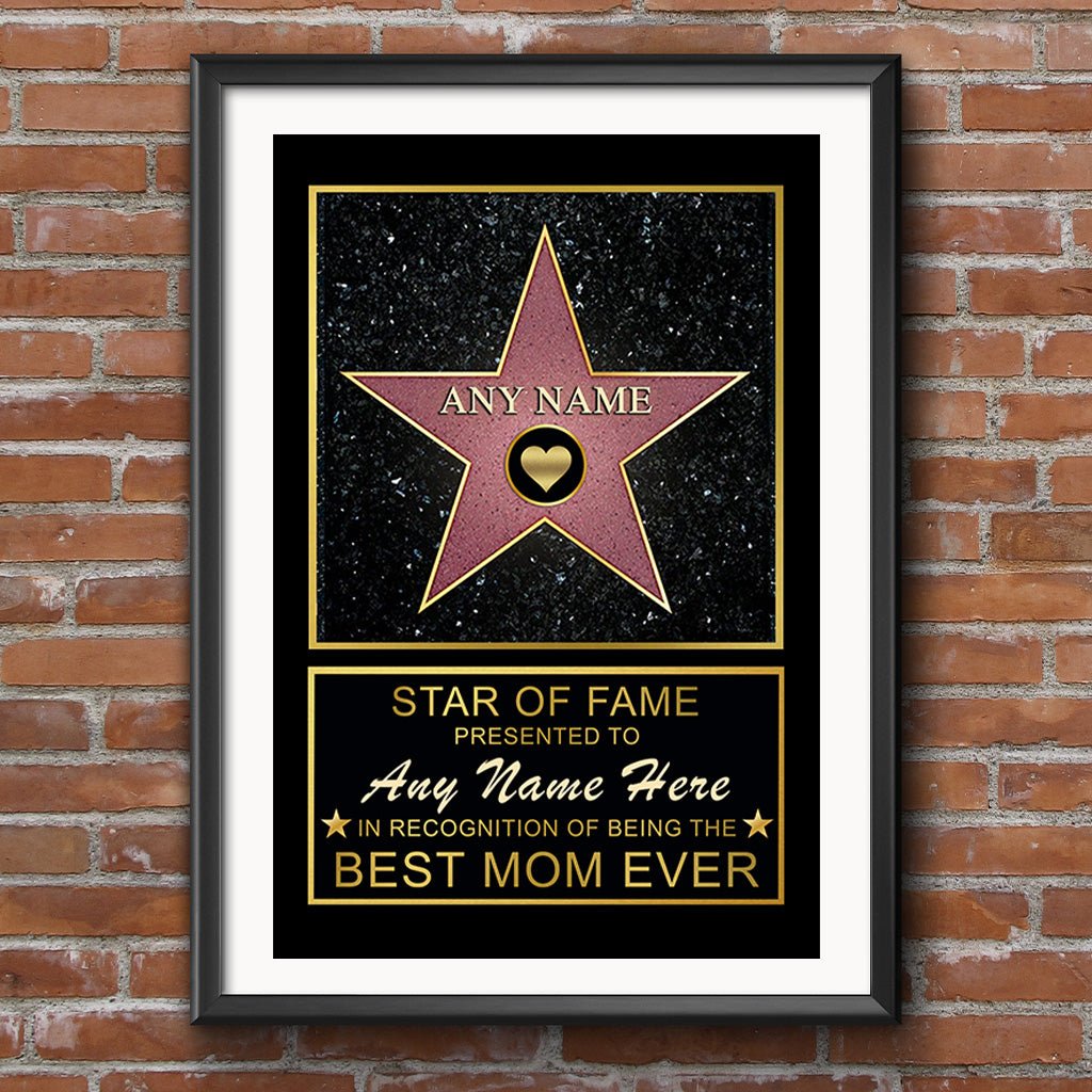 Star of Fame Best Mom Ever Personalized Poster PrintCustomly Gifts