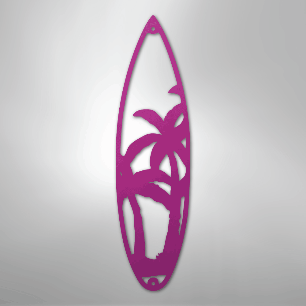 Surf Board Palm Trees - Steel Metal Sign Wall ArtCustomly Gifts