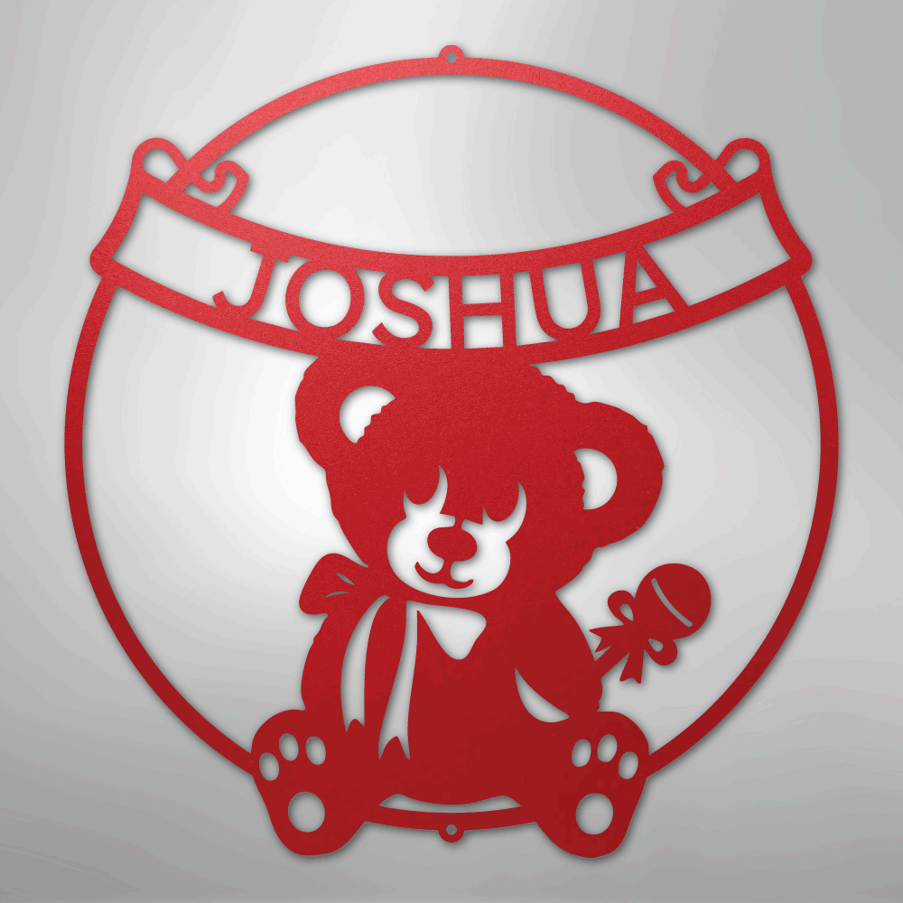 Teddy Bear Banner Personalized Steel Metal Sign Wall ArtCustomly Gifts
