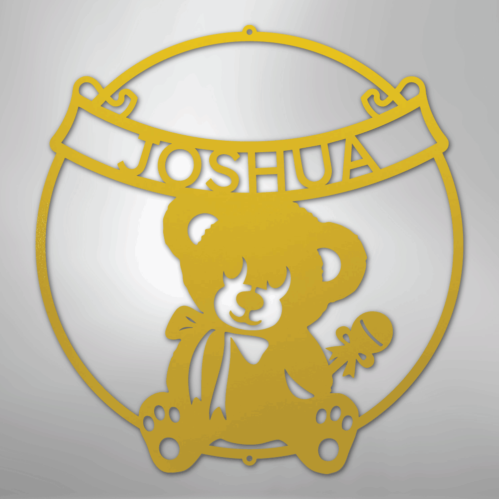 Teddy Bear Banner Personalized Steel Metal Sign Wall ArtCustomly Gifts