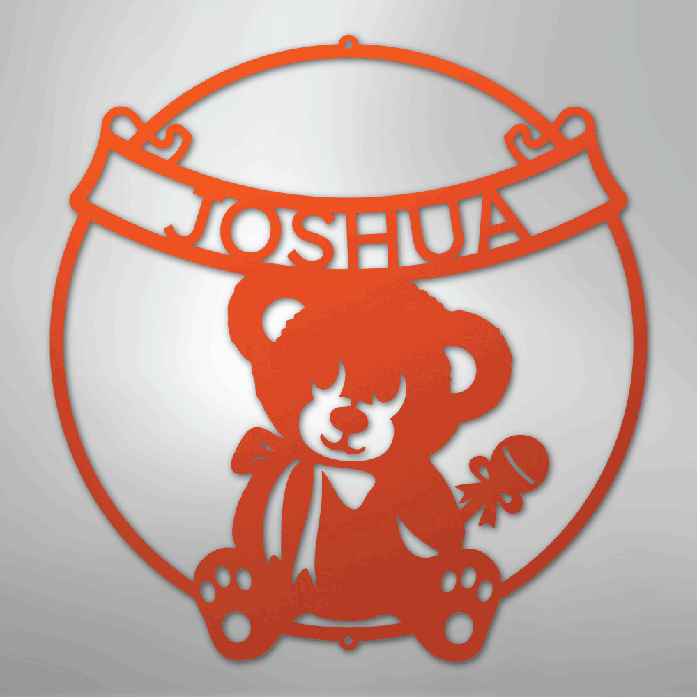 Teddy Bear Banner Personalized Steel Metal Sign Wall ArtCustomly Gifts