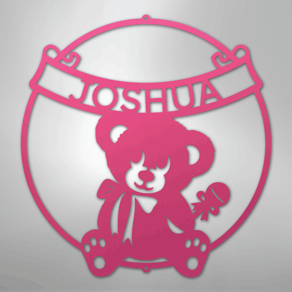 Teddy Bear Banner Personalized Steel Metal Sign Wall ArtCustomly Gifts