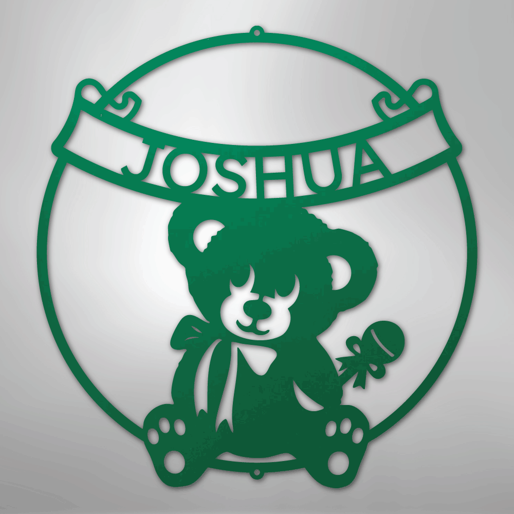 Teddy Bear Banner Personalized Steel Metal Sign Wall ArtCustomly Gifts
