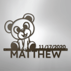 Teddy Bear Personalized Name Date Text Steel Metal SignCustomly Gifts