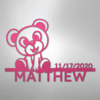 Teddy Bear Personalized Name Date Text Steel Metal SignCustomly Gifts