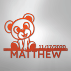 Teddy Bear Personalized Name Date Text Steel Metal SignCustomly Gifts