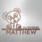 Teddy Bear Personalized Name Date Text Steel Metal SignCustomly Gifts