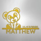 Teddy Bear Personalized Name Date Text Steel Metal SignCustomly Gifts