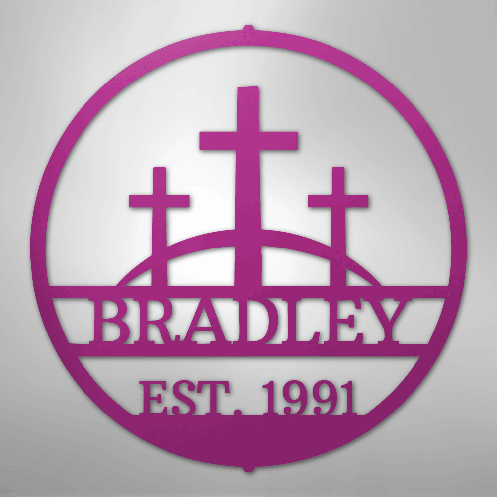 Three Crosses Personalized Steel Metal Sign Wall ArtCustomly Gifts