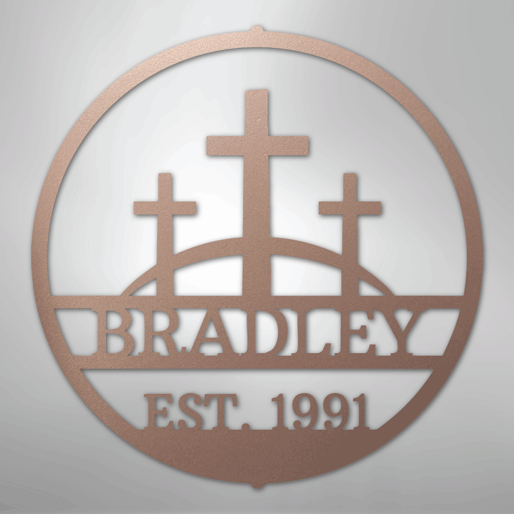 Three Crosses Personalized Steel Metal Sign Wall ArtCustomly Gifts
