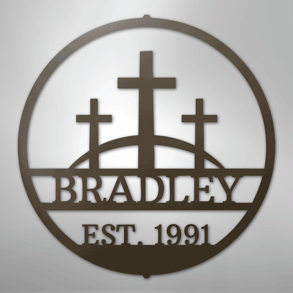 Three Crosses Personalized Steel Metal Sign Wall ArtCustomly Gifts