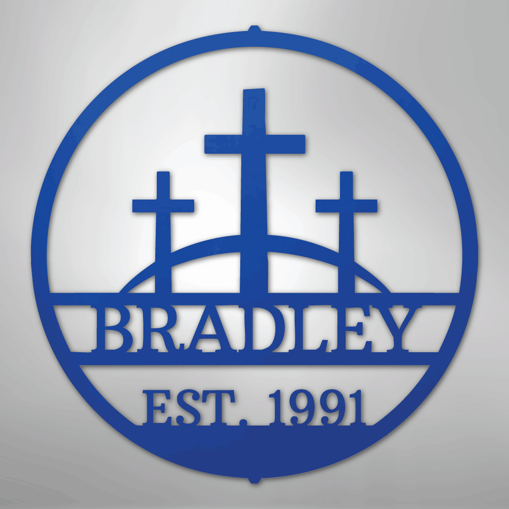 Three Crosses Personalized Steel Metal Sign Wall ArtCustomly Gifts