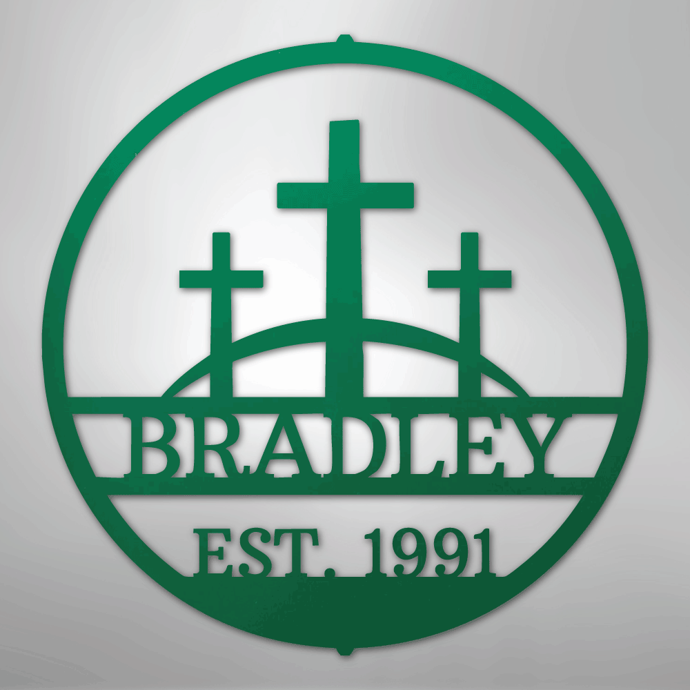 Three Crosses Personalized Steel Metal Sign Wall ArtCustomly Gifts