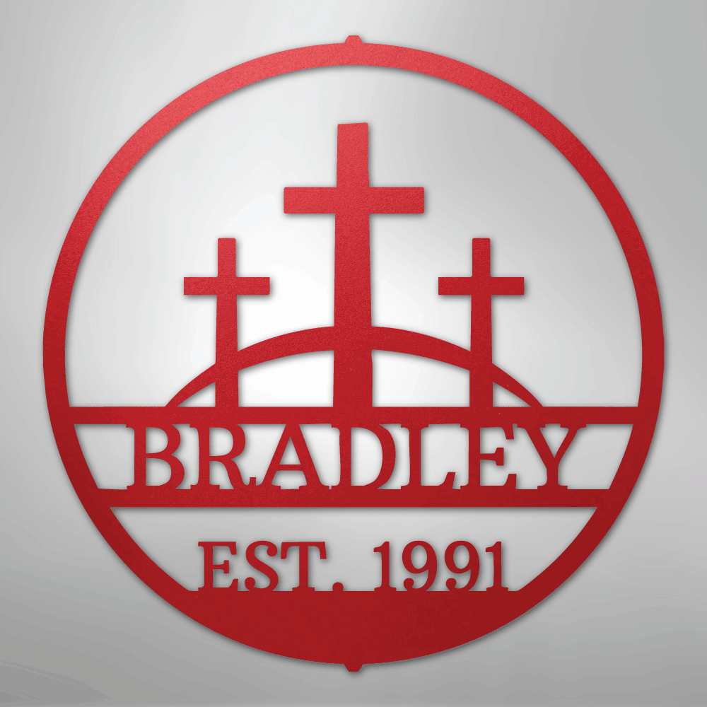 Three Crosses Personalized Steel Metal Sign Wall ArtCustomly Gifts