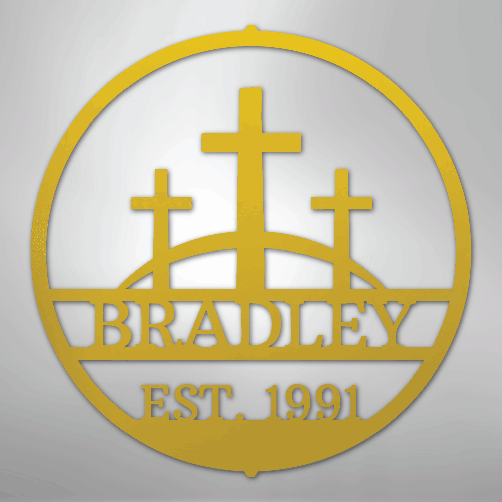 Three Crosses Personalized Steel Metal Sign Wall ArtCustomly Gifts