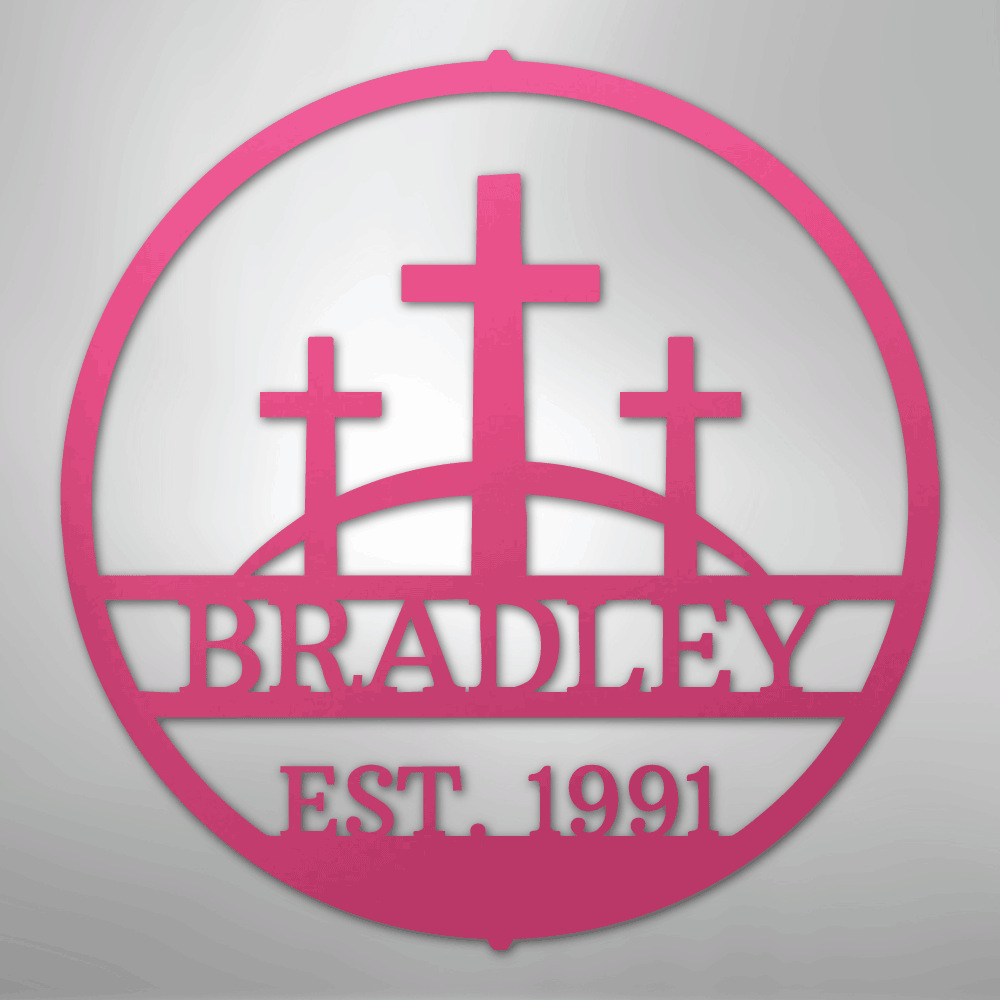 Three Crosses Personalized Steel Metal Sign Wall ArtCustomly Gifts