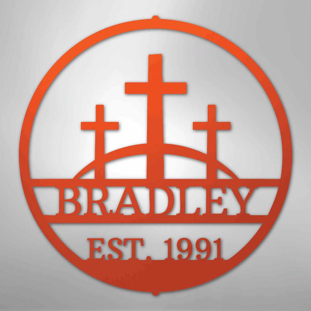 Three Crosses Personalized Steel Metal Sign Wall ArtCustomly Gifts