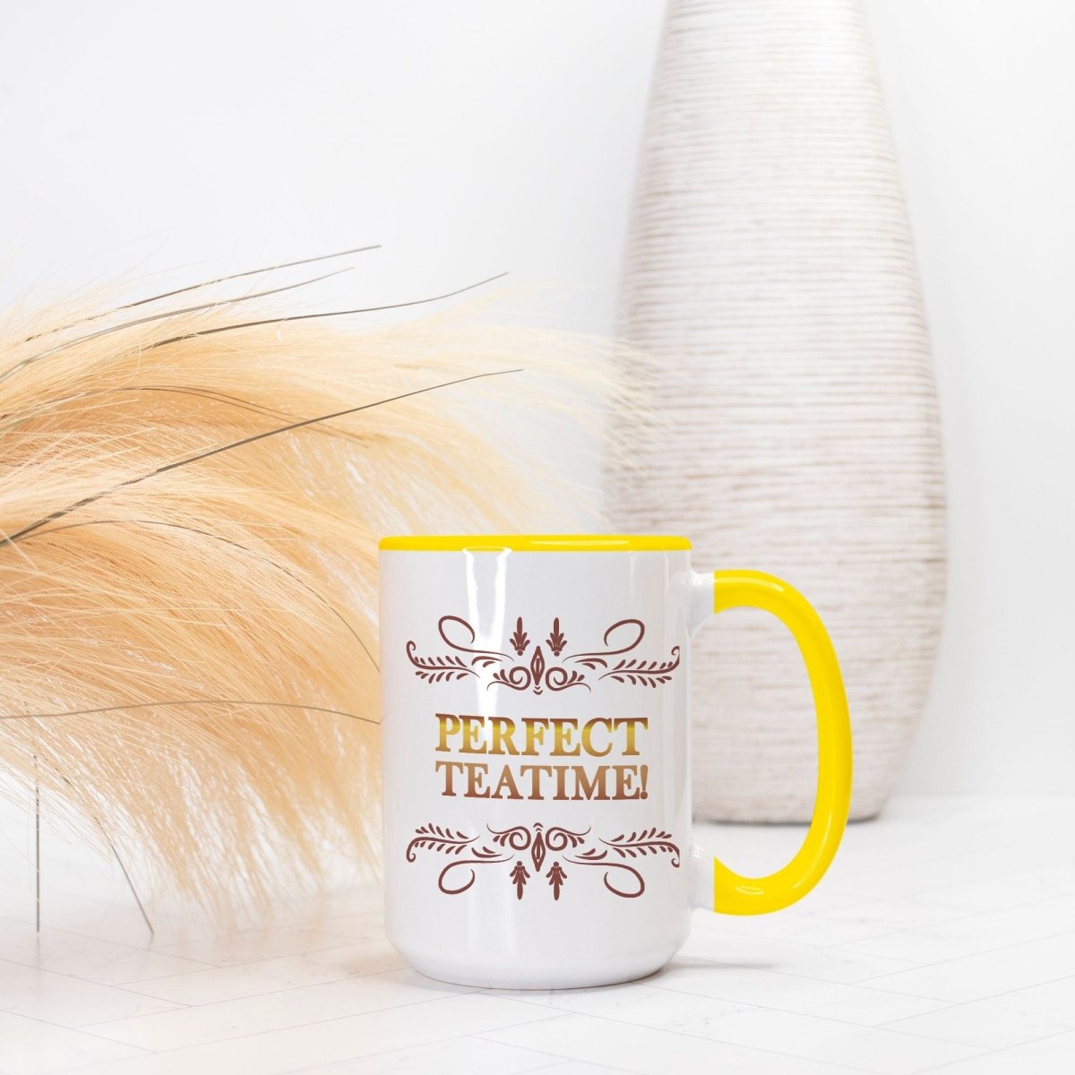 Three Houses Inspired Fire Emblem Perfect Teatime Mug Deluxe 15 oz. (Yellow + White)Customly Gifts