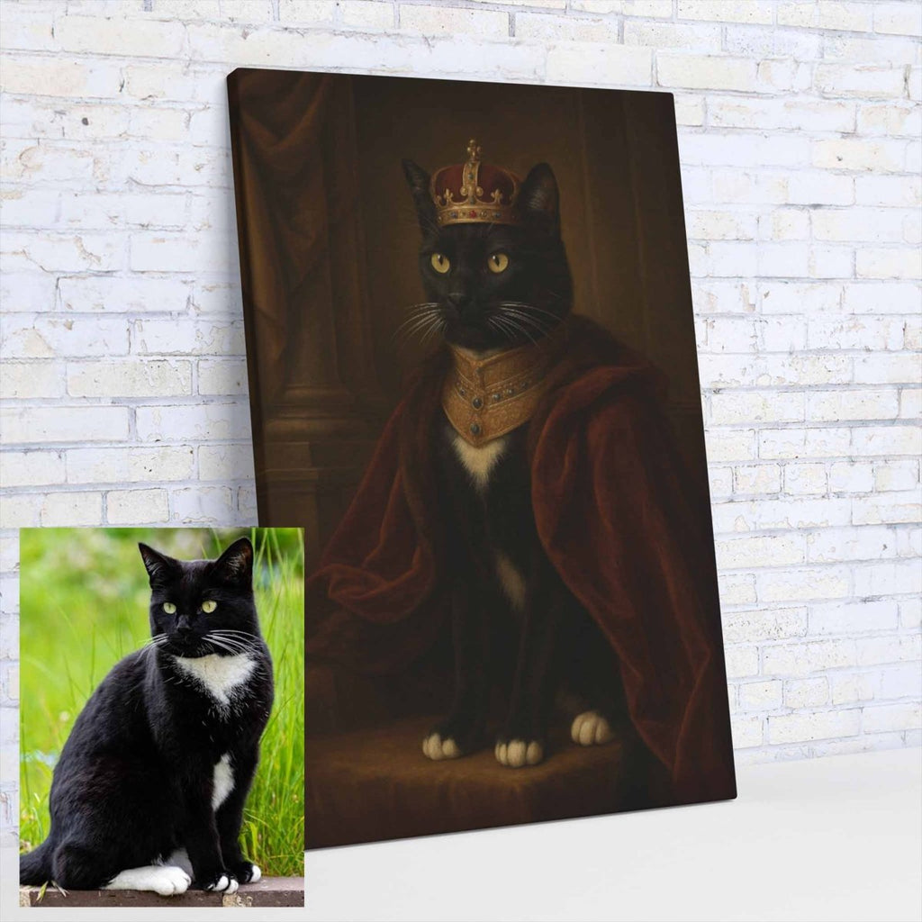 Turned Royal - Cat King Canvas PrintCustomly Gifts