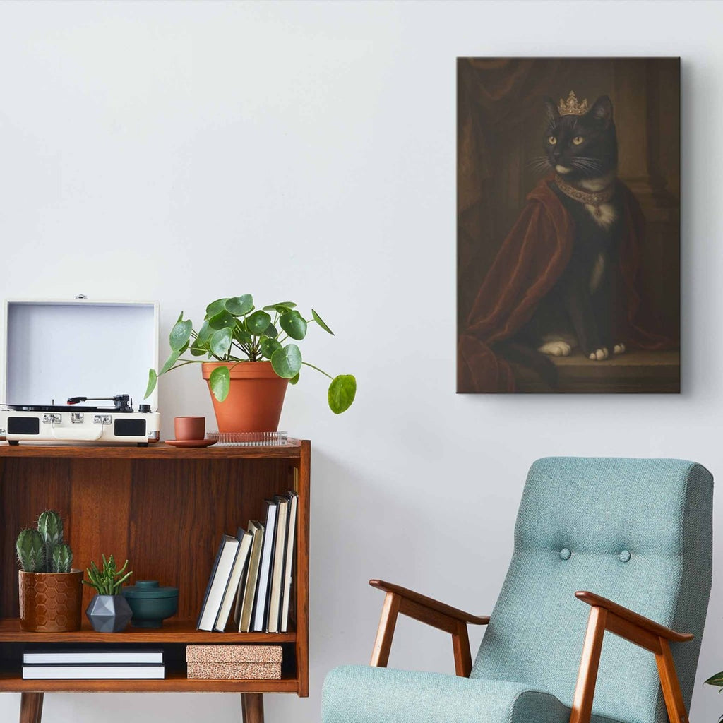 Turned Royal - Cat King Canvas PrintCustomly Gifts