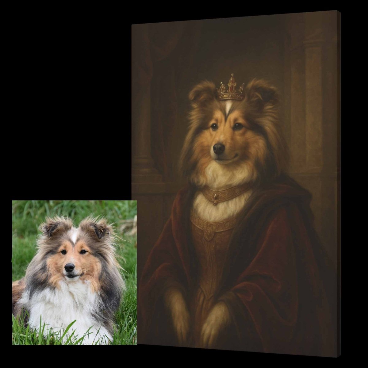 Turned Royal - Dog Queen Canvas PrintCustomly Gifts