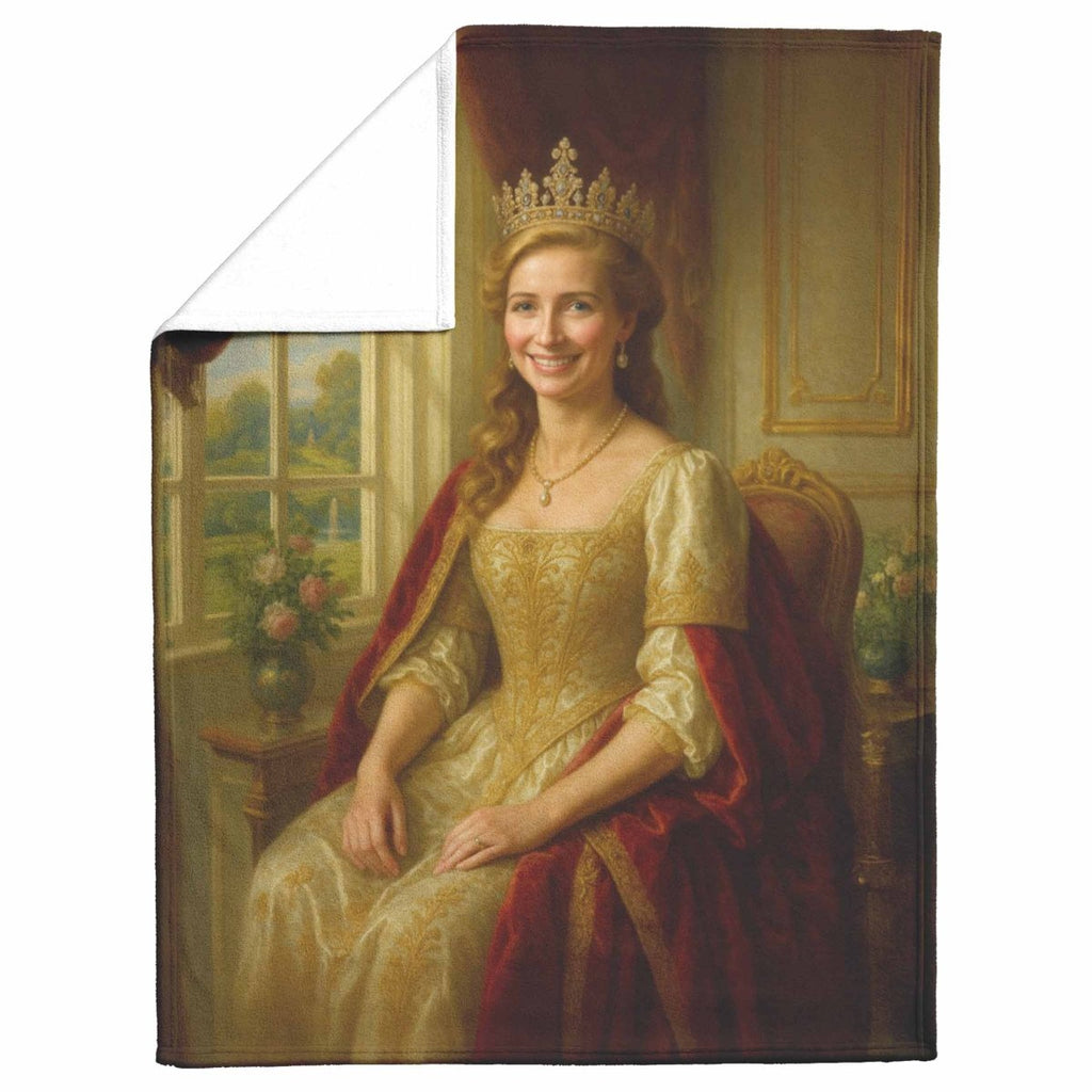 Turned Royal Queen Plush Fleece BlanketCustomly Gifts