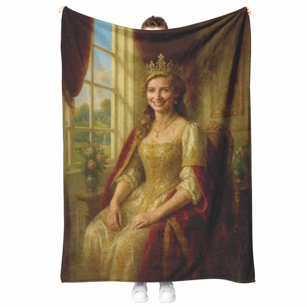 Turned Royal Queen Plush Fleece BlanketCustomly Gifts