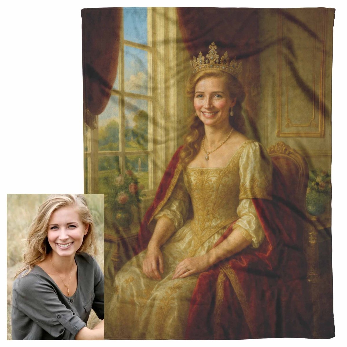 Turned Royal Queen Plush Fleece BlanketCustomly Gifts
