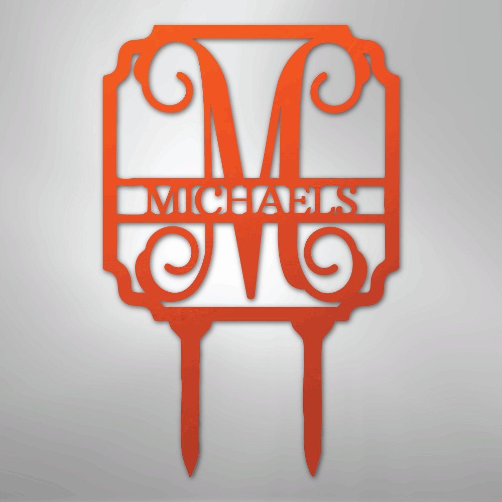 Vine Stake Personalized Monogram Name Steel Yard SignCustomly Gifts