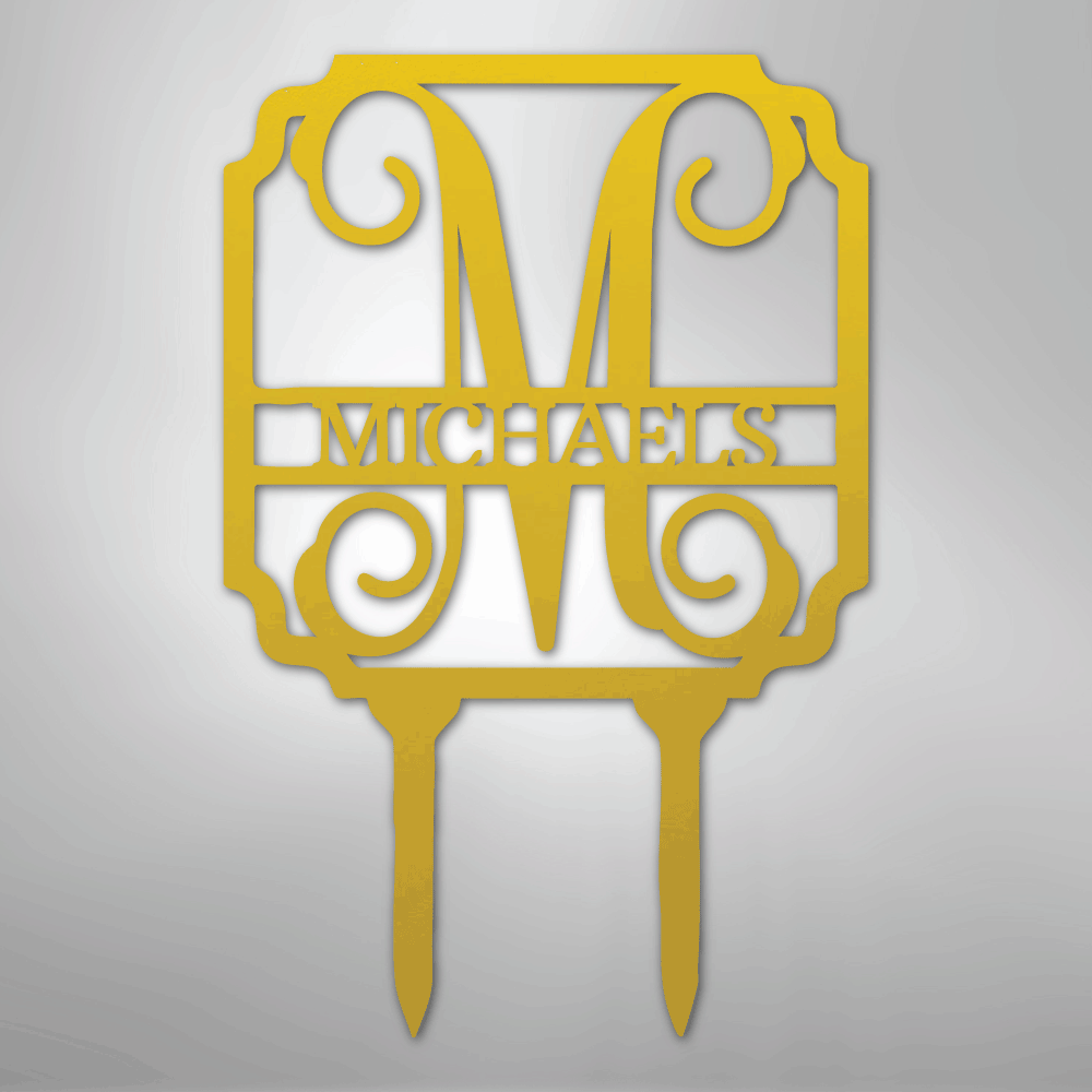 Vine Stake Personalized Monogram Name Steel Yard SignCustomly Gifts