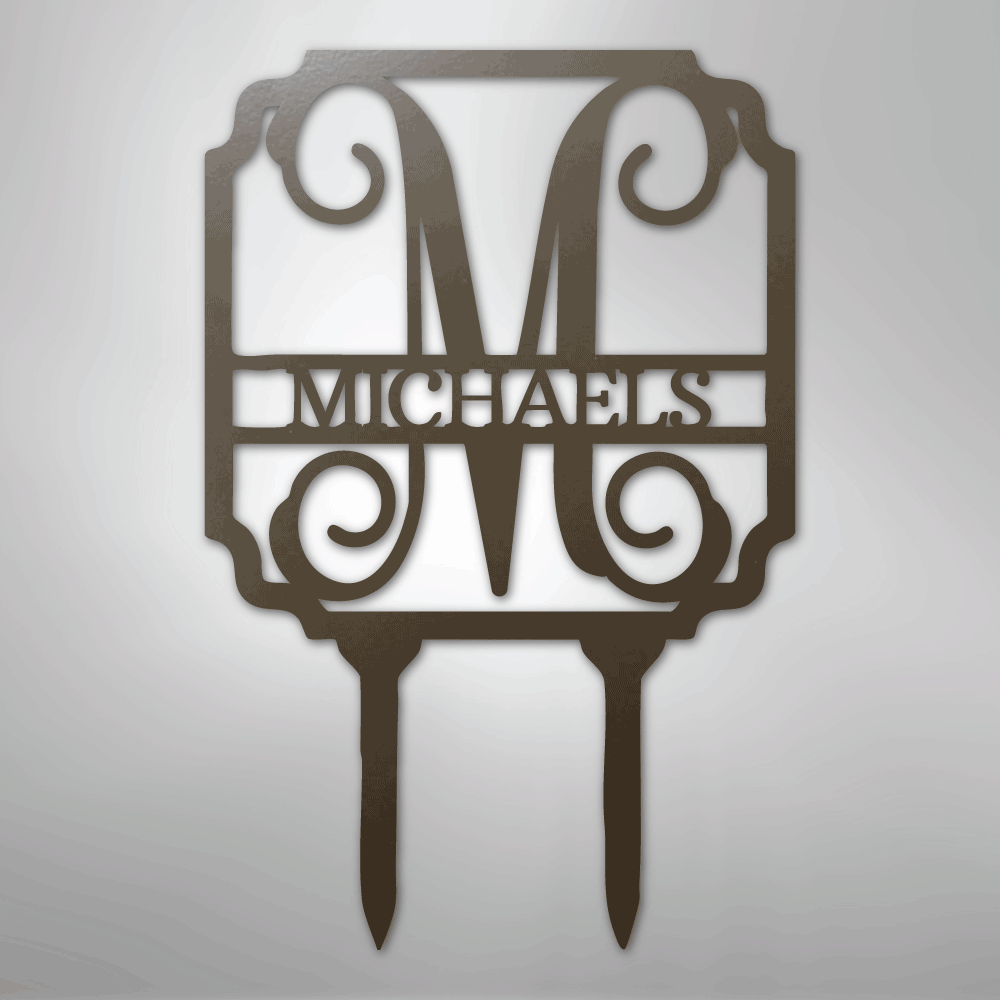 Vine Stake Personalized Monogram Name Steel Yard SignCustomly Gifts