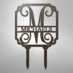 Vine Stake Personalized Monogram Name Steel Yard SignCustomly Gifts