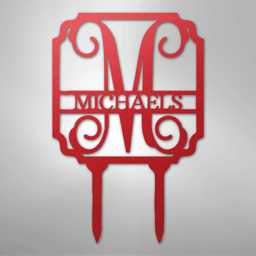 Vine Stake Personalized Monogram Name Steel Yard SignCustomly Gifts