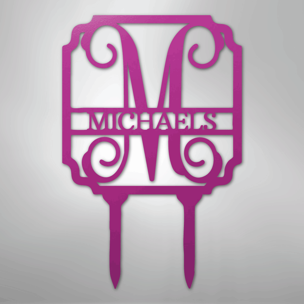 Vine Stake Personalized Monogram Name Steel Yard SignCustomly Gifts