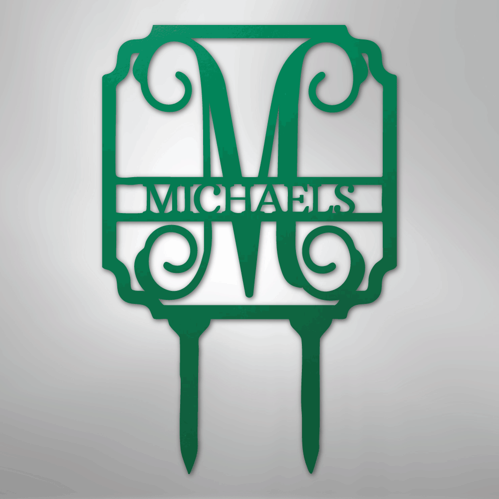 Vine Stake Personalized Monogram Name Steel Yard SignCustomly Gifts