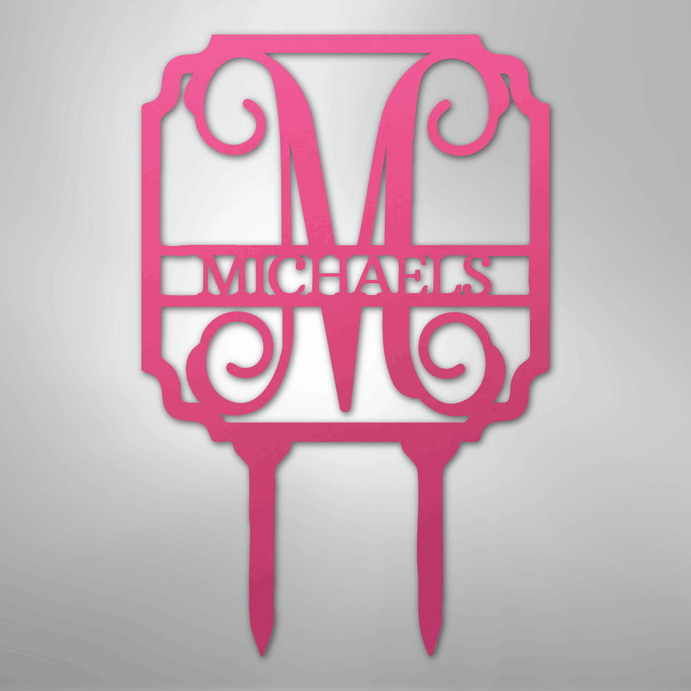 Vine Stake Personalized Monogram Name Steel Yard SignCustomly Gifts