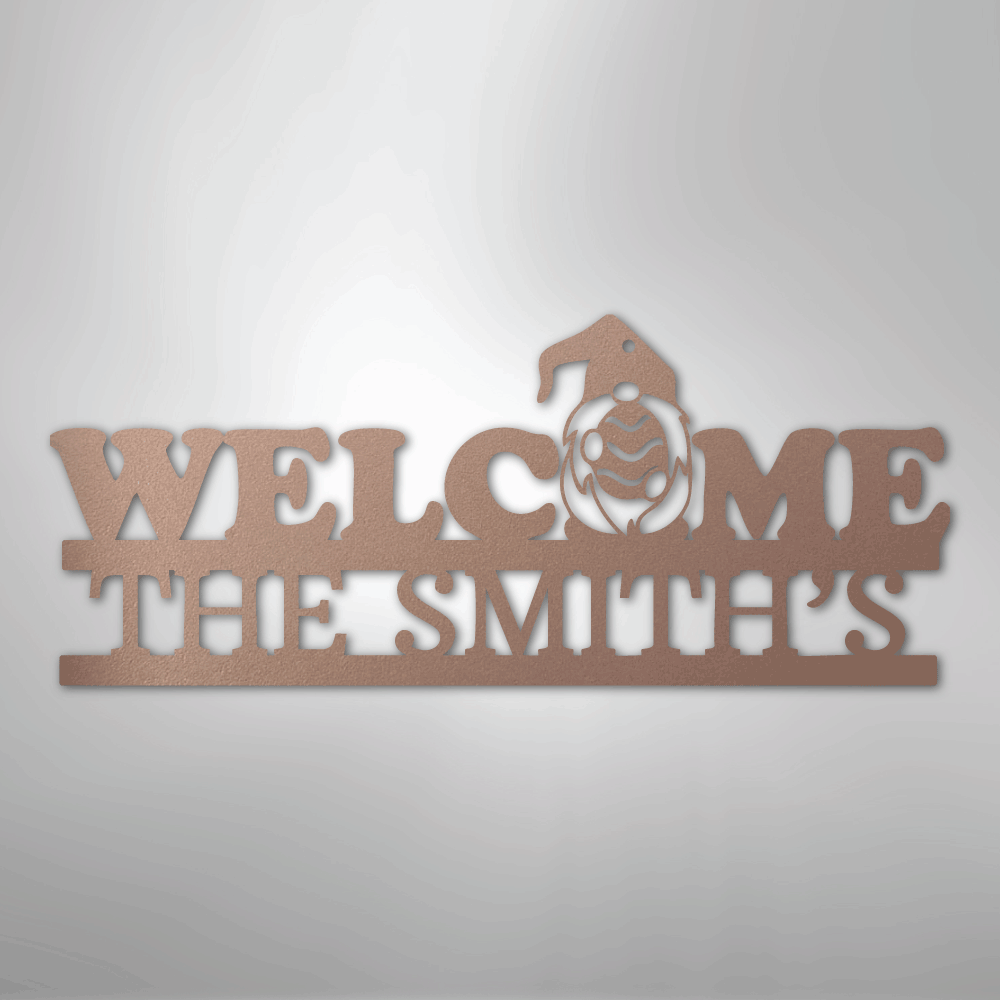 Welcome Gnome Personalized Steel Metal Sign Wall ArtCustomly Gifts