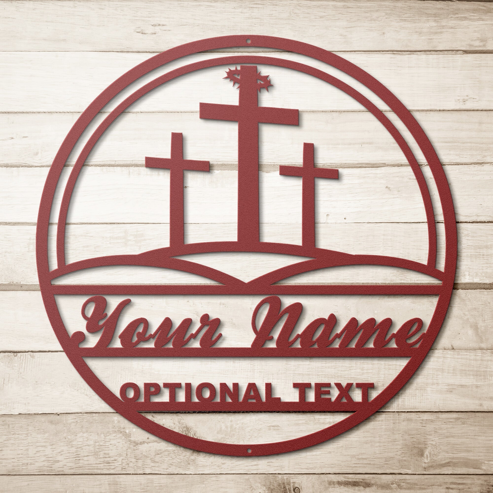 3 Cross Personalized Religious Family Name Metal SignCustomly Gifts