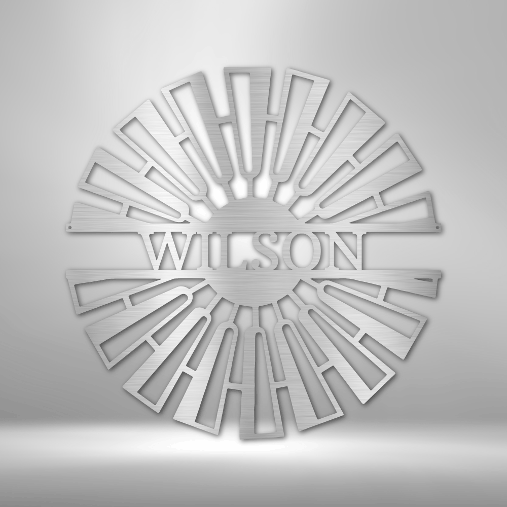 Fancy Windmill Personalized Name Text Steel SignCustomly Gifts