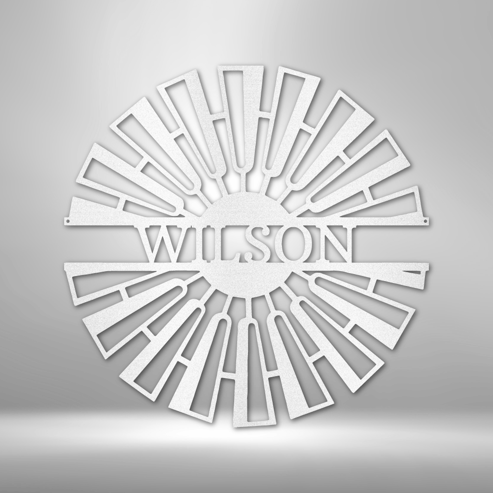Fancy Windmill Personalized Name Text Steel SignCustomly Gifts