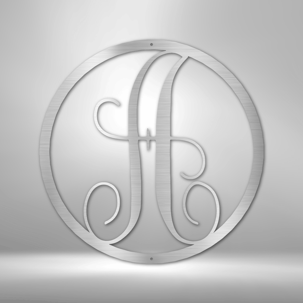 Fancy Initial Circle Personalized Monogram Steel signCustomly Gifts