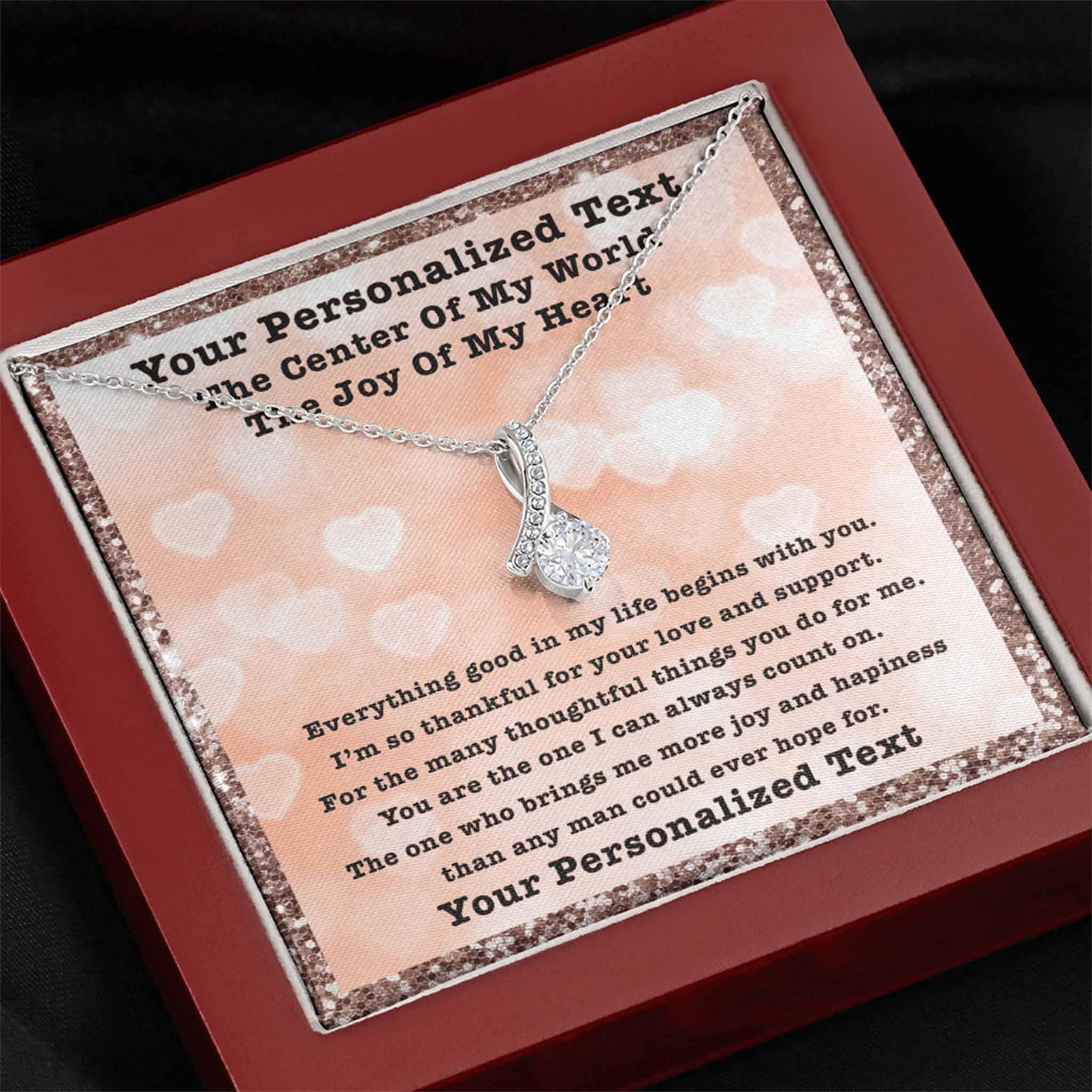 Alluring Beauty Necklace Center Of My World Personalized Insert CardCustomly Gifts
