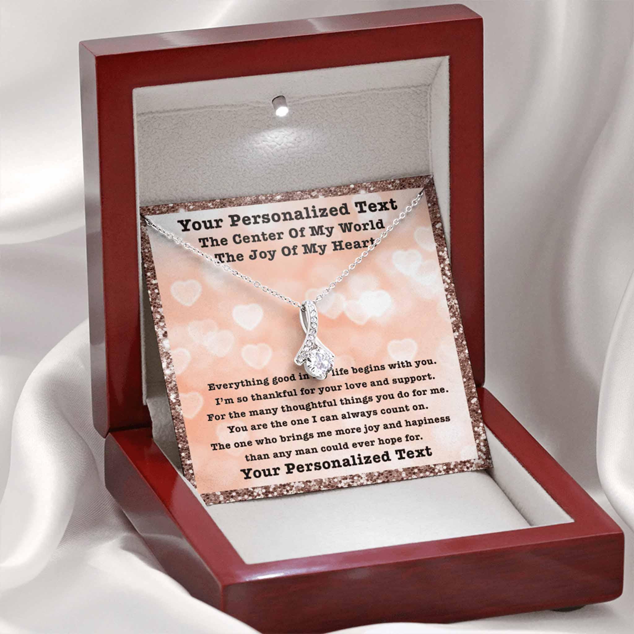 Alluring Beauty Necklace Center Of My World Personalized Insert CardCustomly Gifts