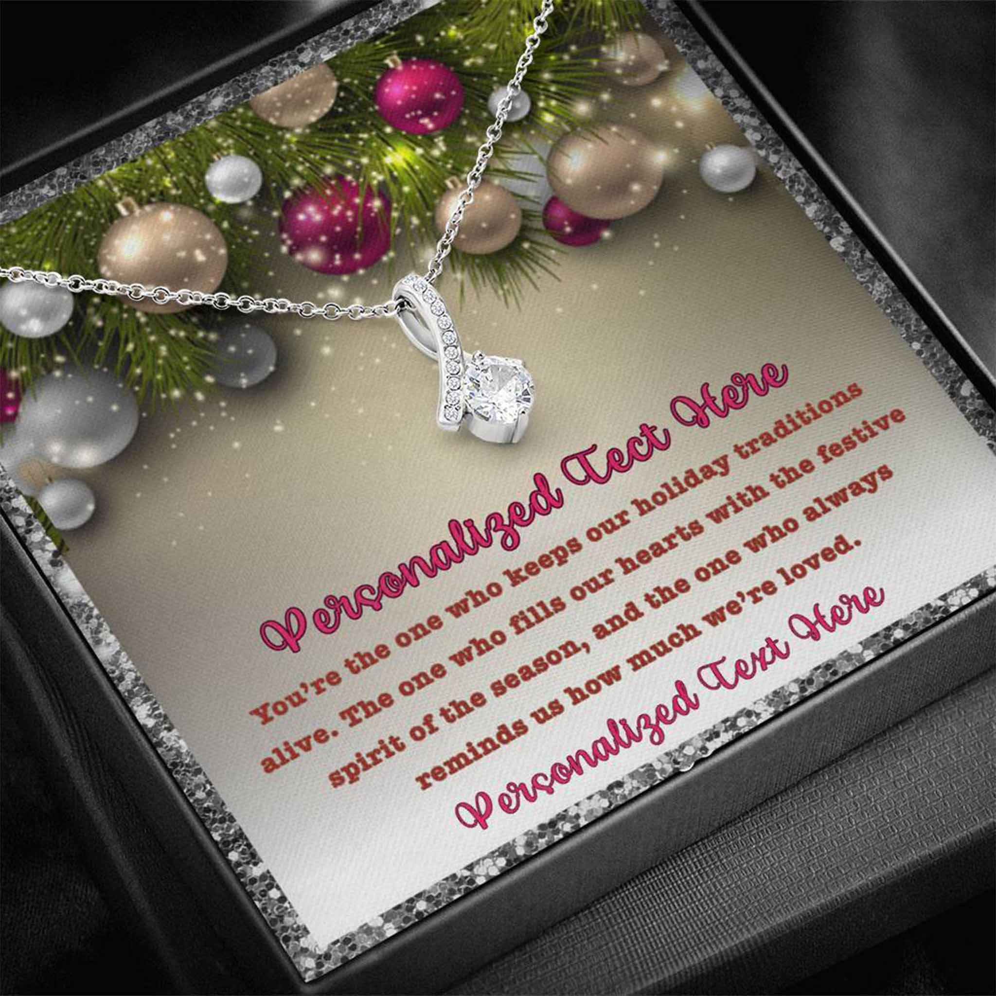 Alluring Beauty Necklace Christmas Grandmother How Much We're Loved Personalized Insert CardCustomly Gifts