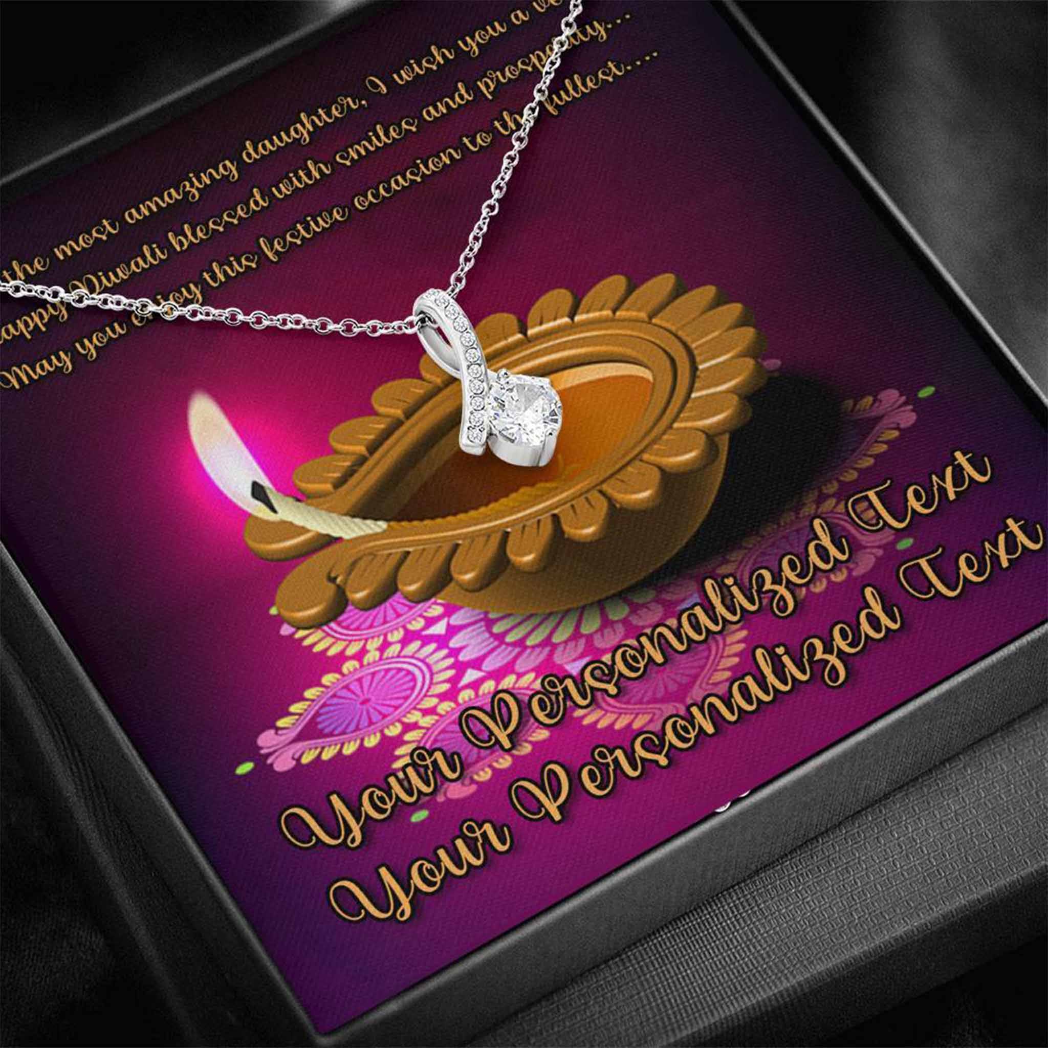 Alluring Beauty Necklace Daughter Happy Diwali v1 Personalized Insert CardCustomly Gifts