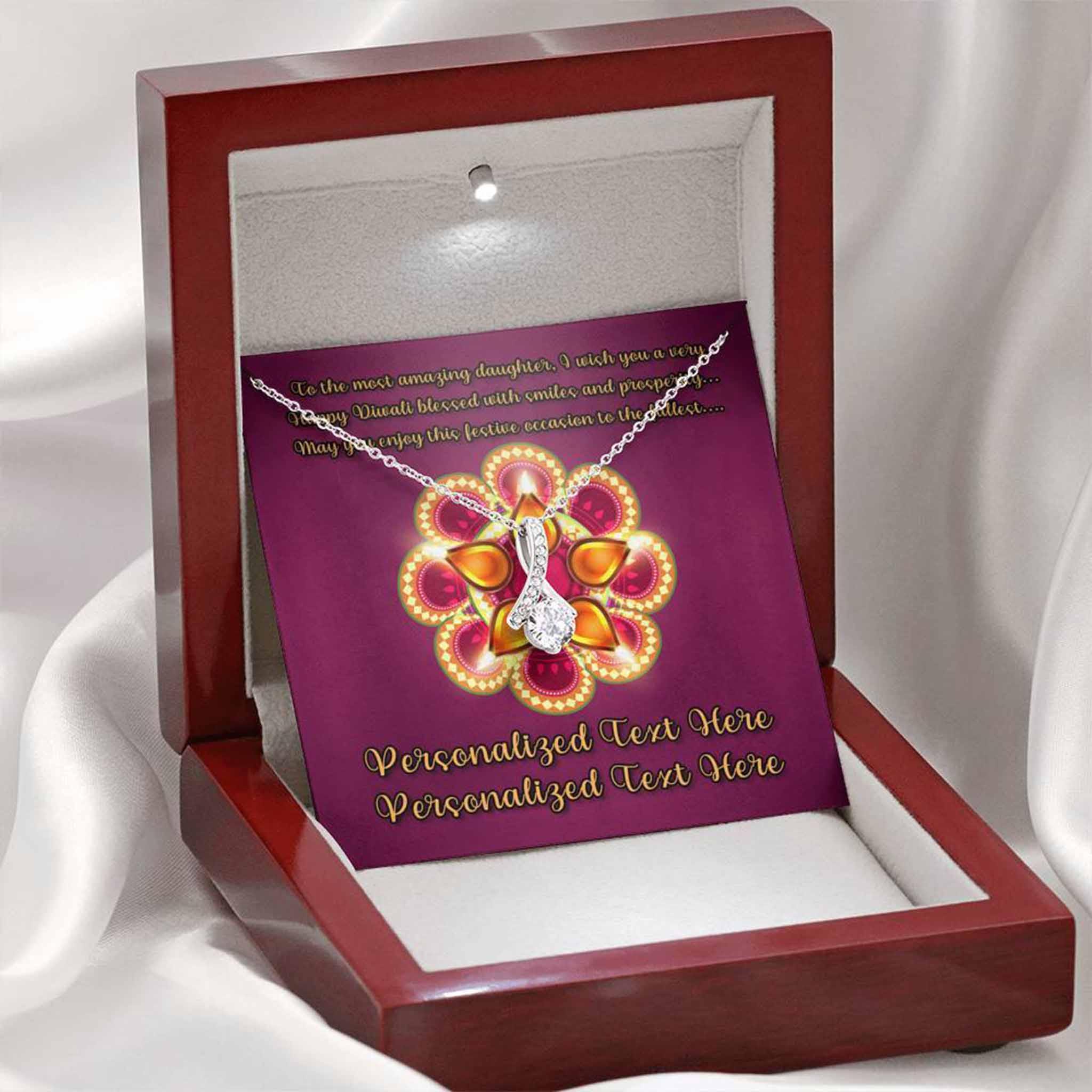 Alluring Beauty Necklace Daughter Happy Diwali v2 Personalized Insert CardCustomly Gifts