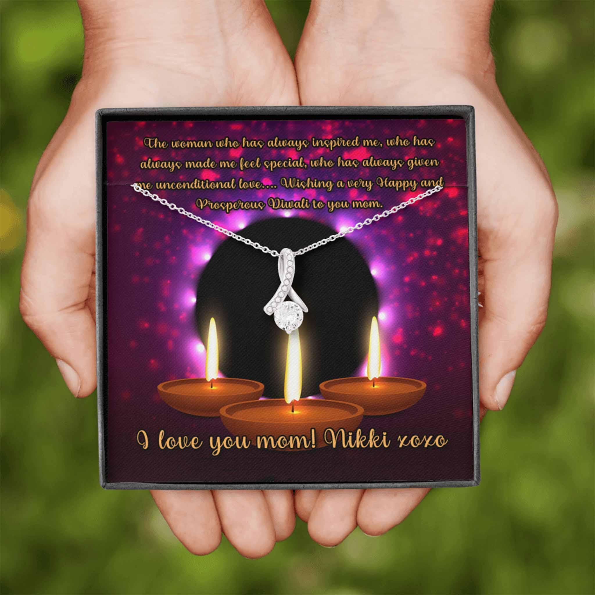 Alluring Beauty Necklace Mom Happy Diwali v2 Personalized Insert CardCustomly Gifts