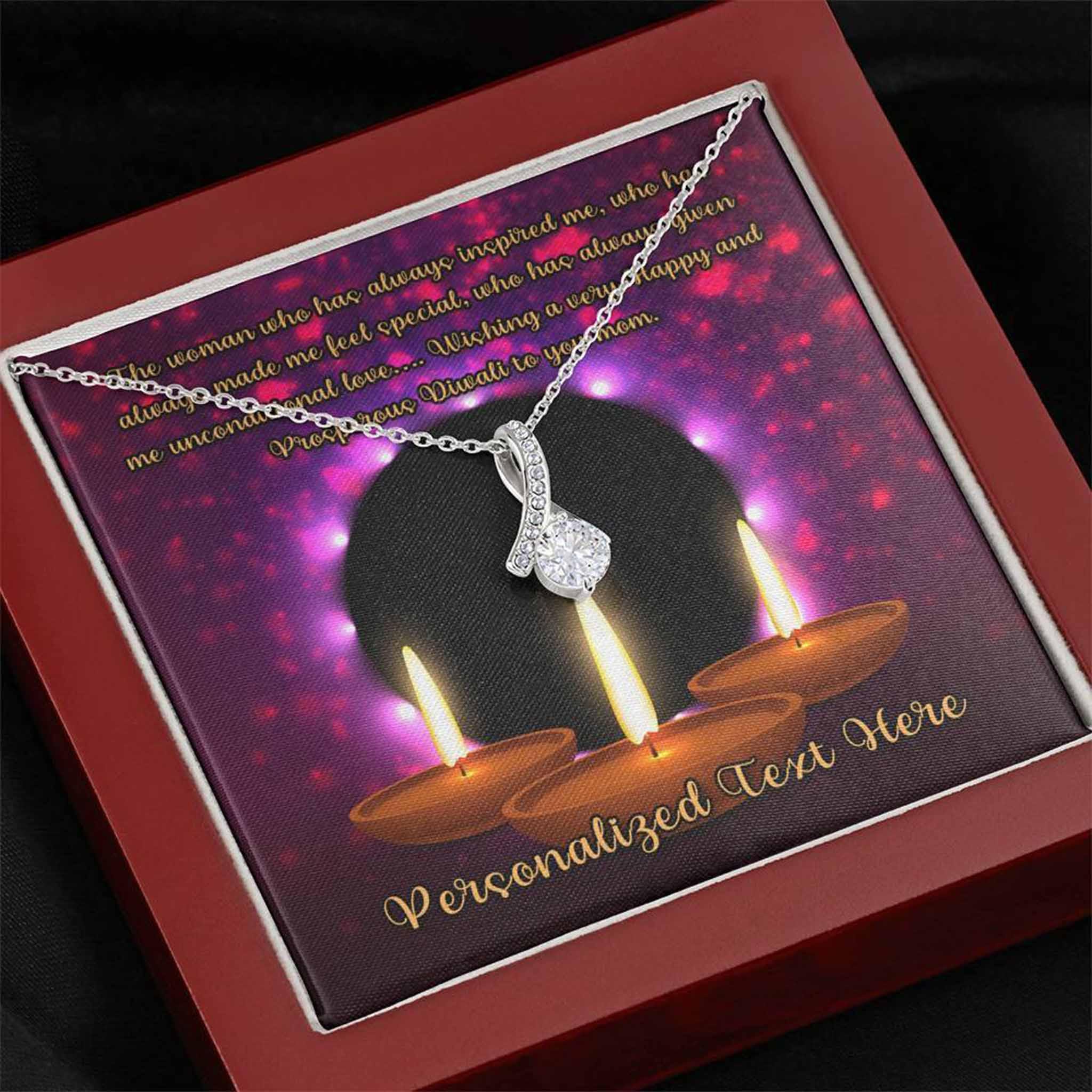 Alluring Beauty Necklace Mom Happy Diwali v2 Personalized Insert CardCustomly Gifts
